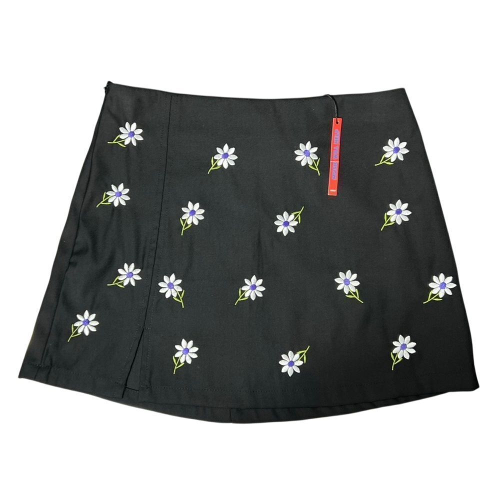 UNIF Floral Mini Black Skirt embroidered Size Small (NWT)